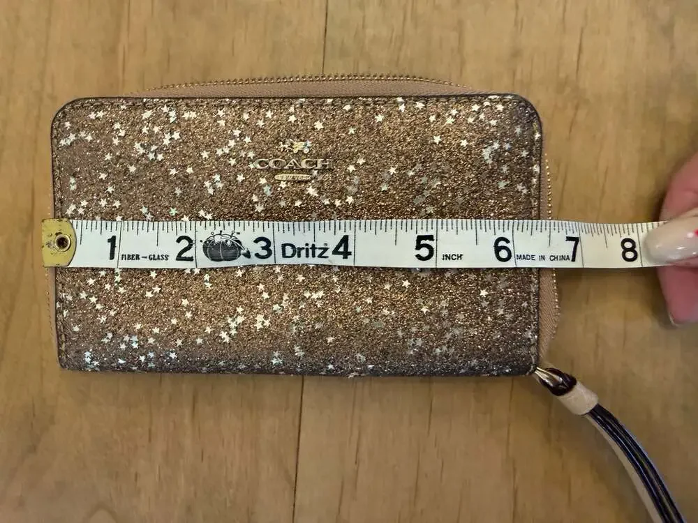 Coach F23448 Phone Wallet in Gold Star Glitter Print